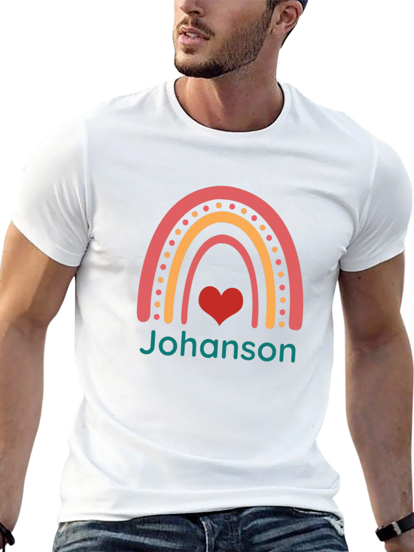 Rainbow Heart Personalized T-Shirt - Johanson