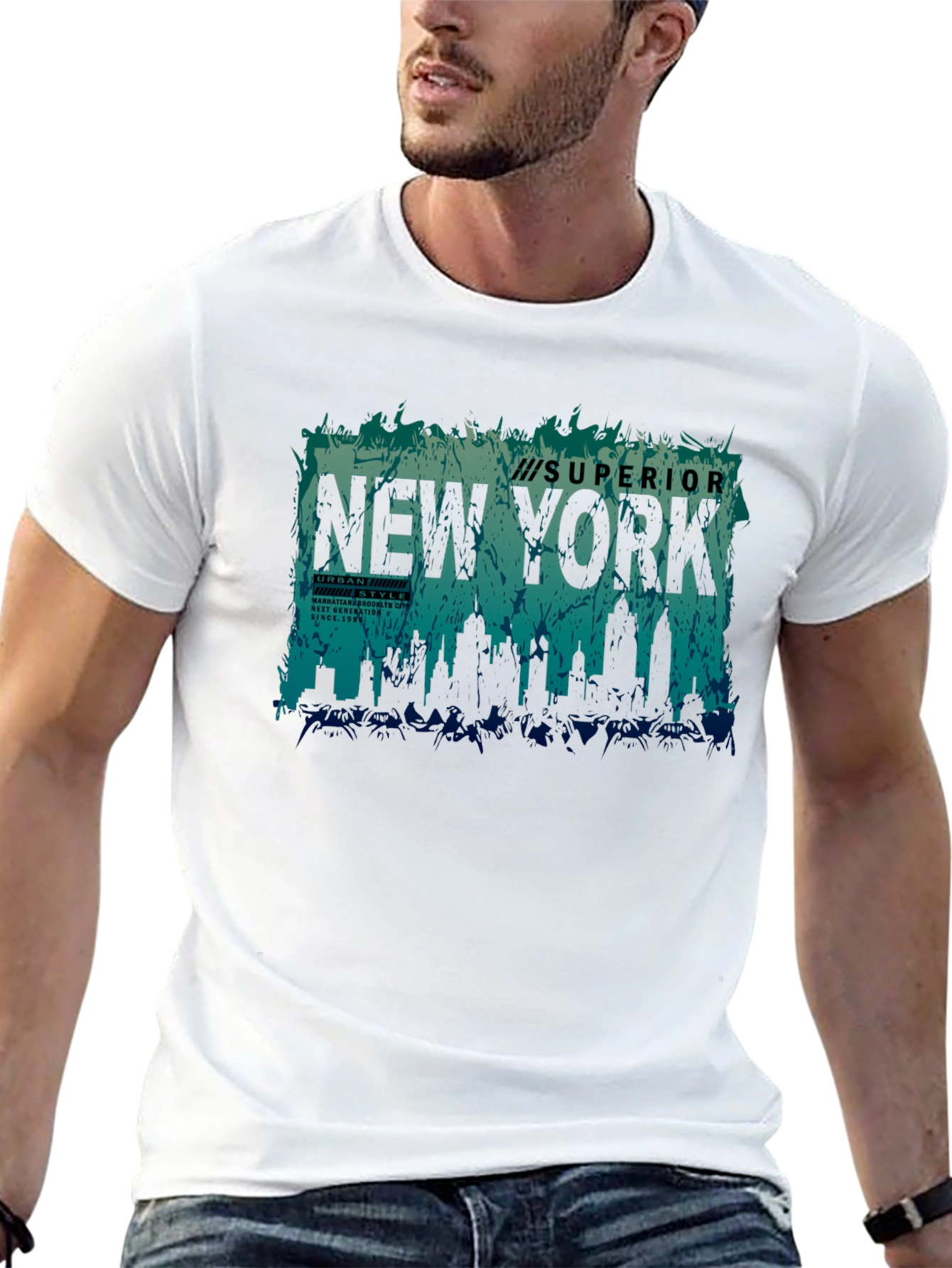 New York Skyline Graphic Print Tee