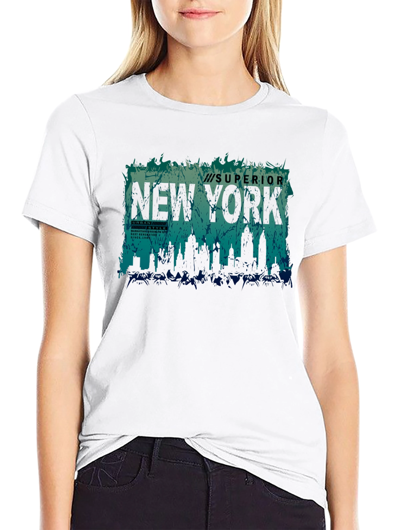 New York Skyline Graphic Print Tee