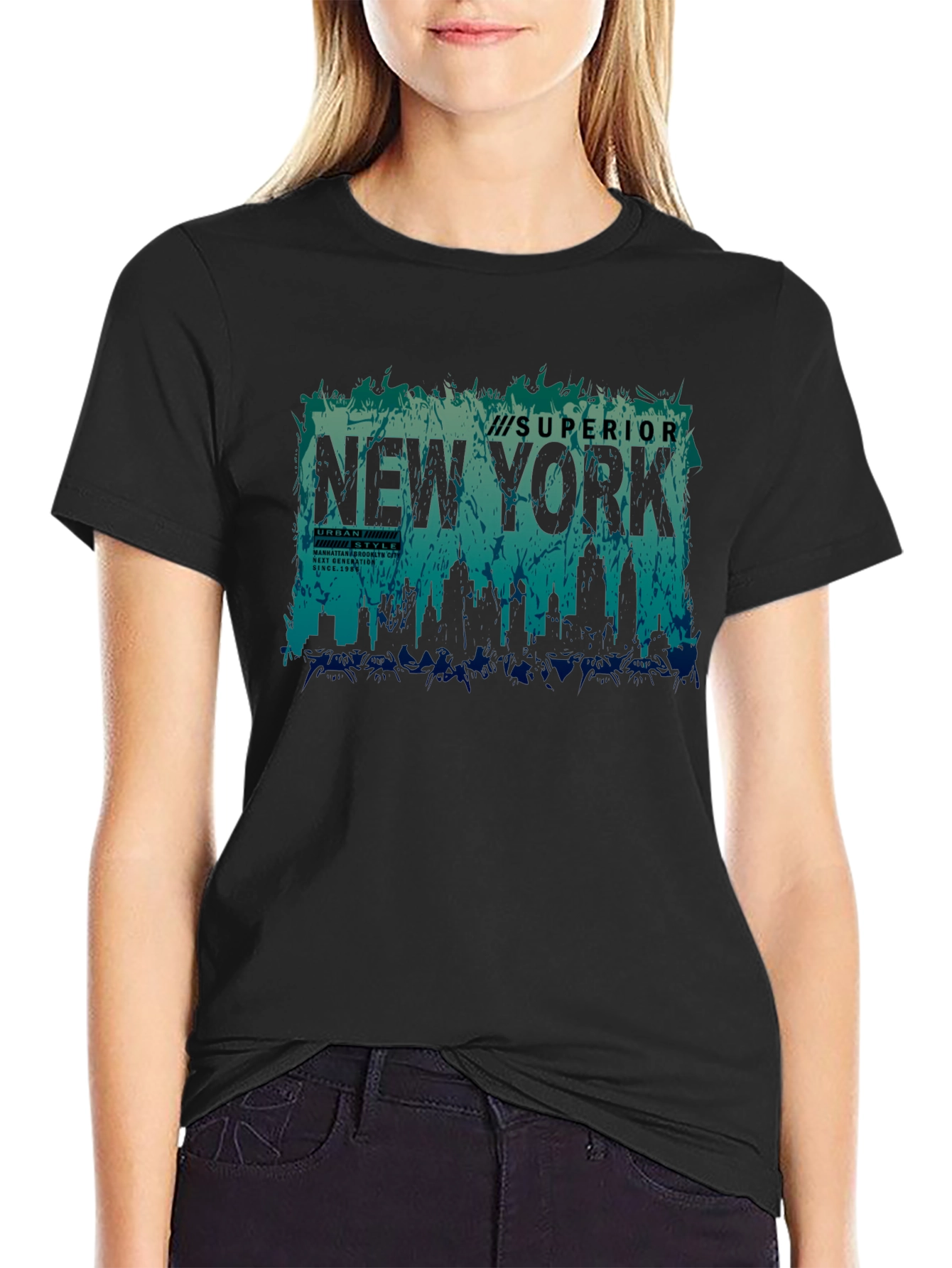 New York Skyline Graphic Print Tee