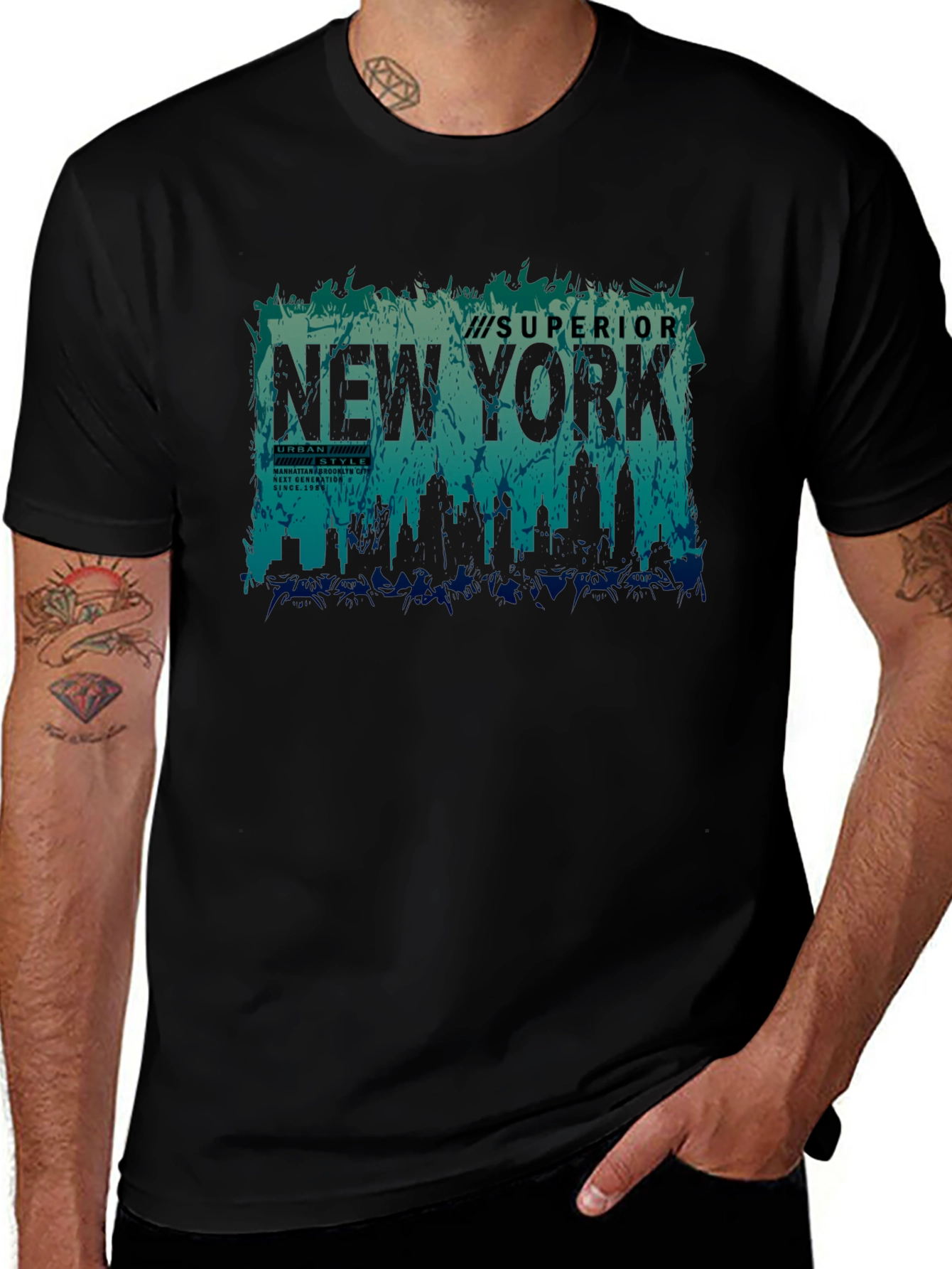 New York Skyline Graphic Print Tee