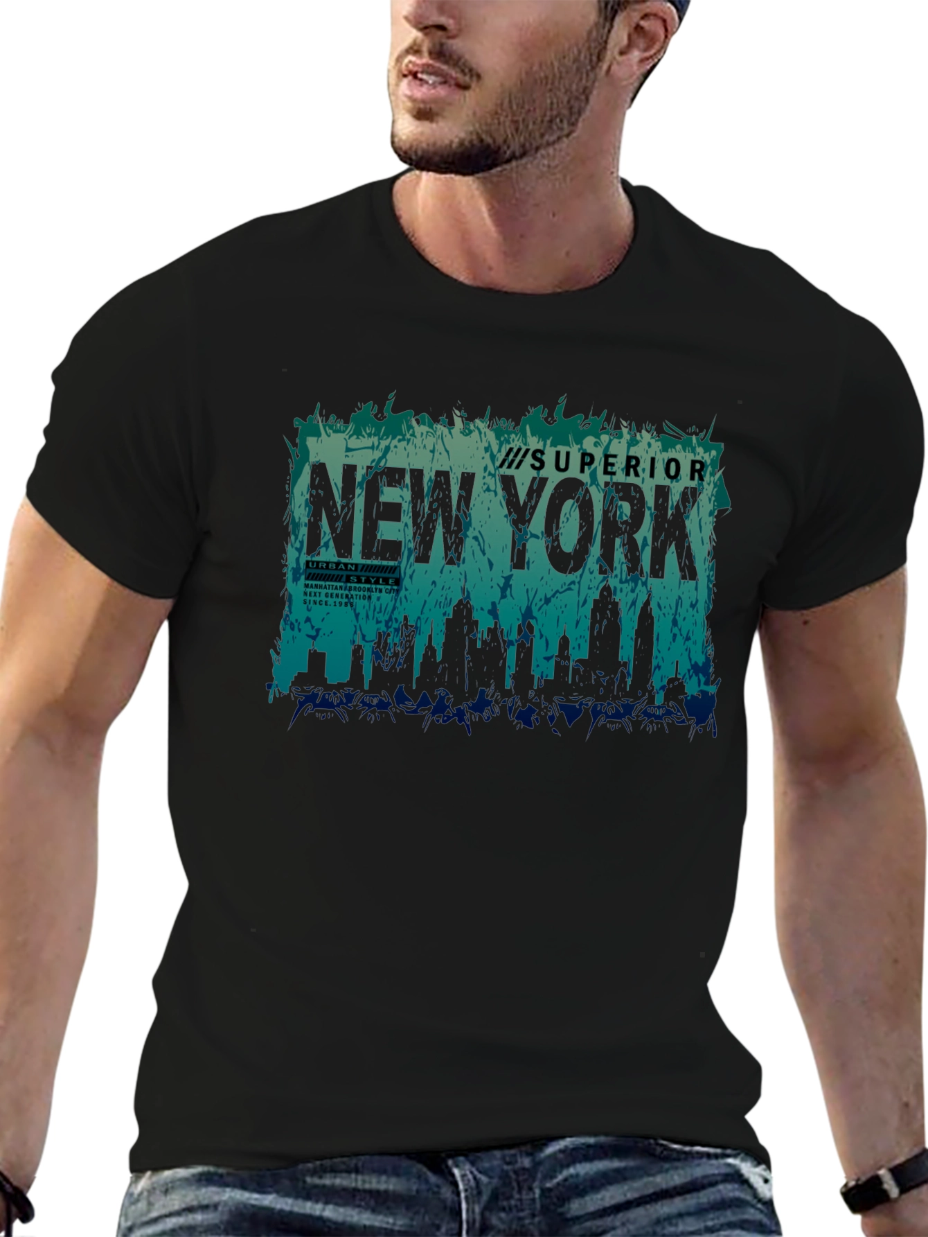New York Skyline Graphic Print Tee