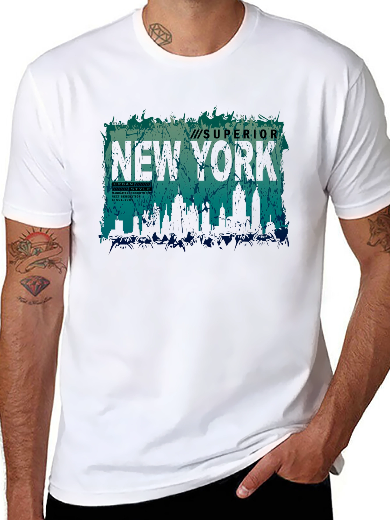 New York Skyline Graphic Print Tee