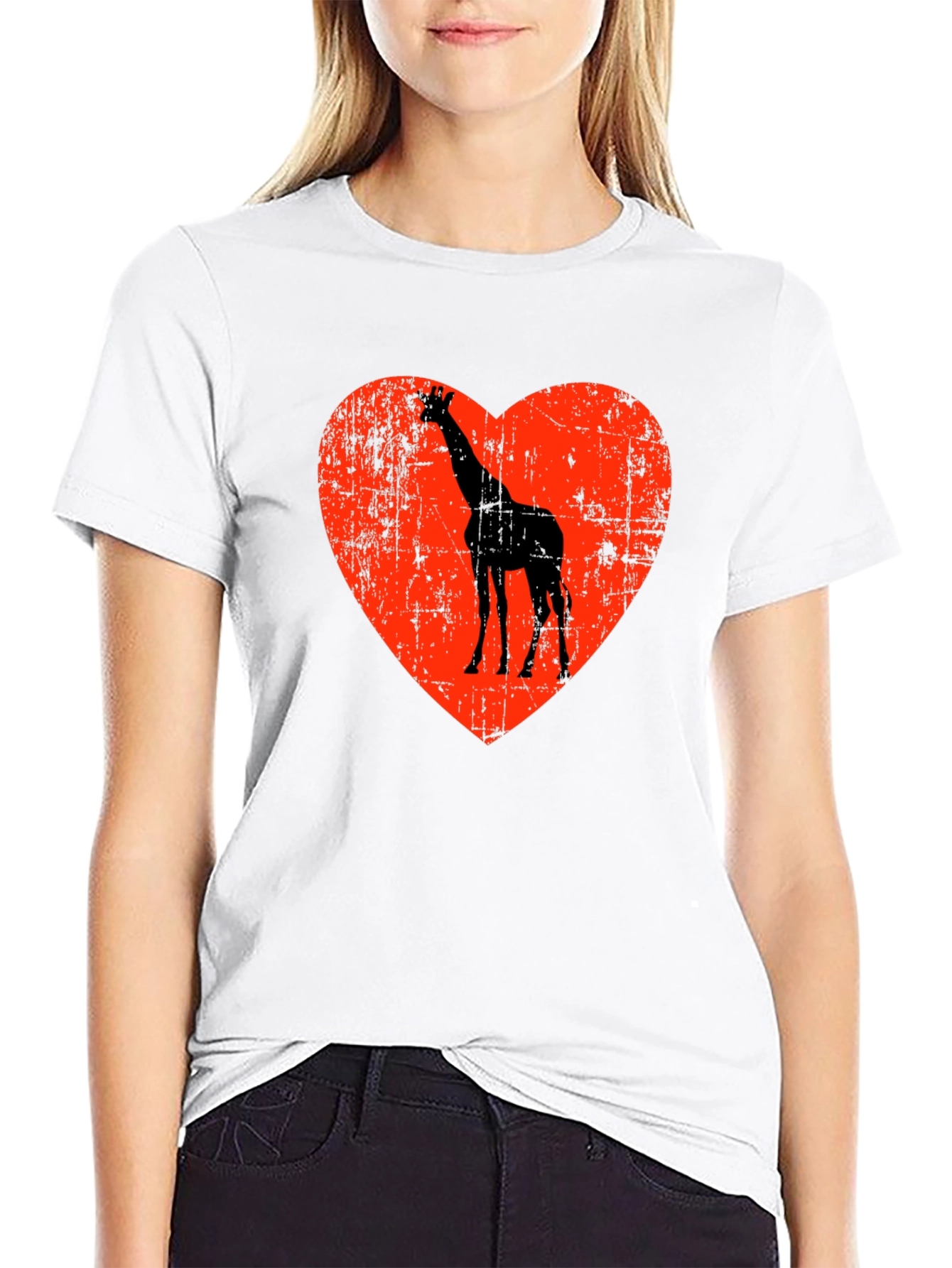 Giraffe Heart Graphic T-Shirt - Black