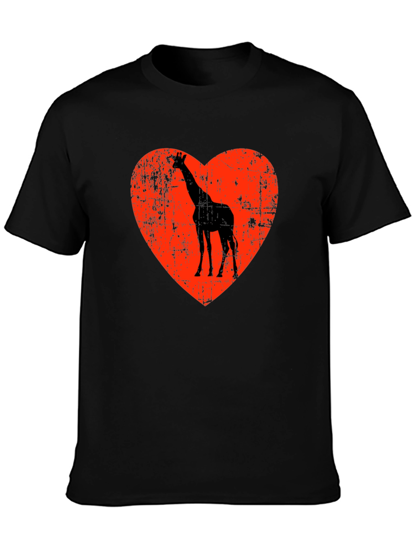 Giraffe Heart Graphic T-Shirt - Black