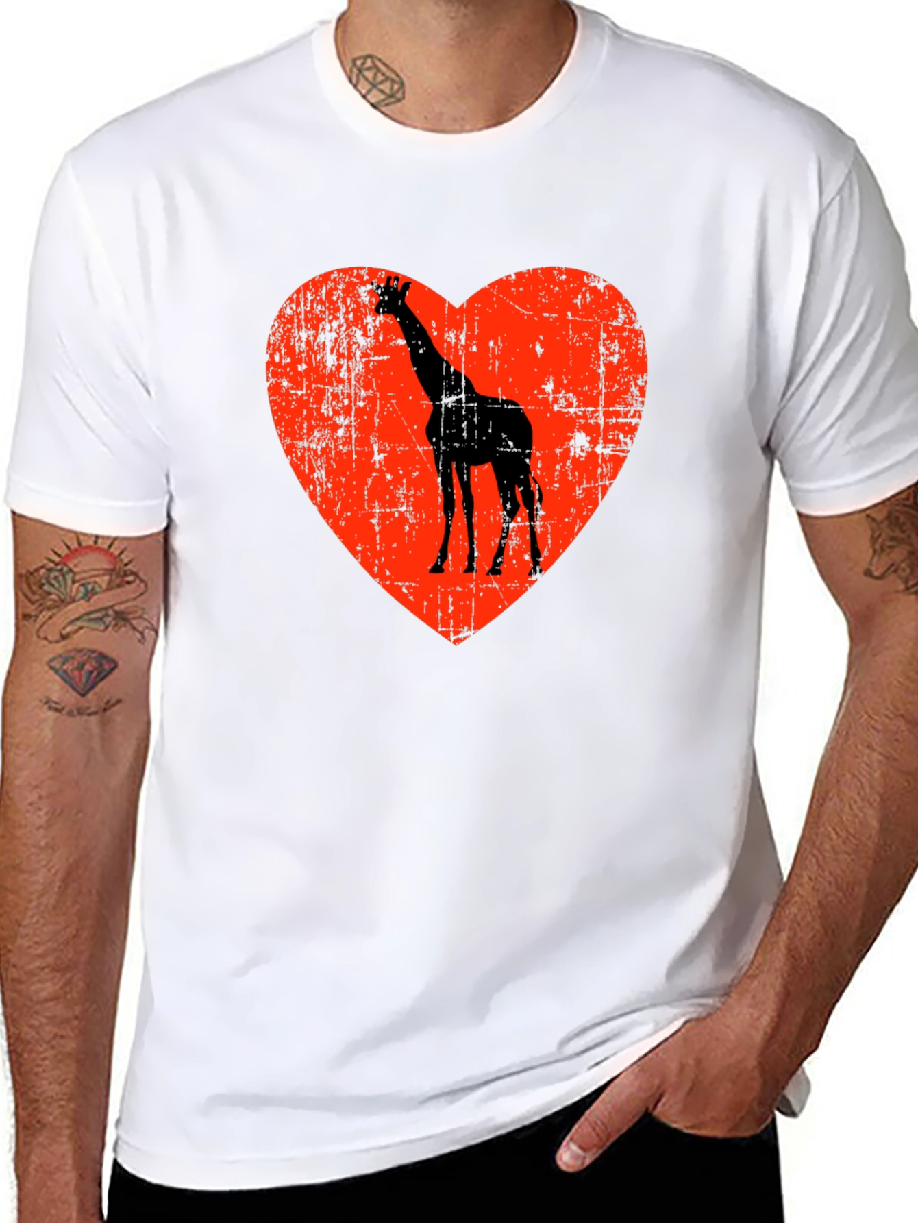Giraffe Heart Graphic T-Shirt - Black