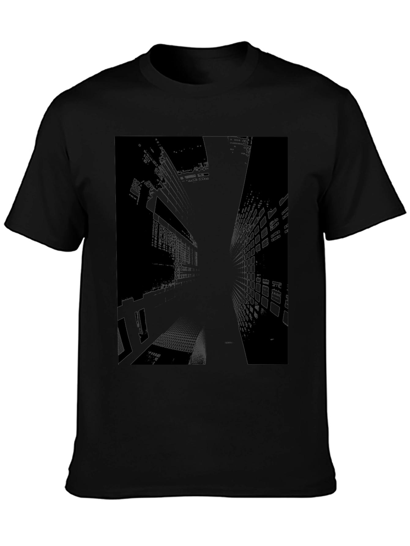 Urban Edge Graphic Tee - Black Cityscape Design