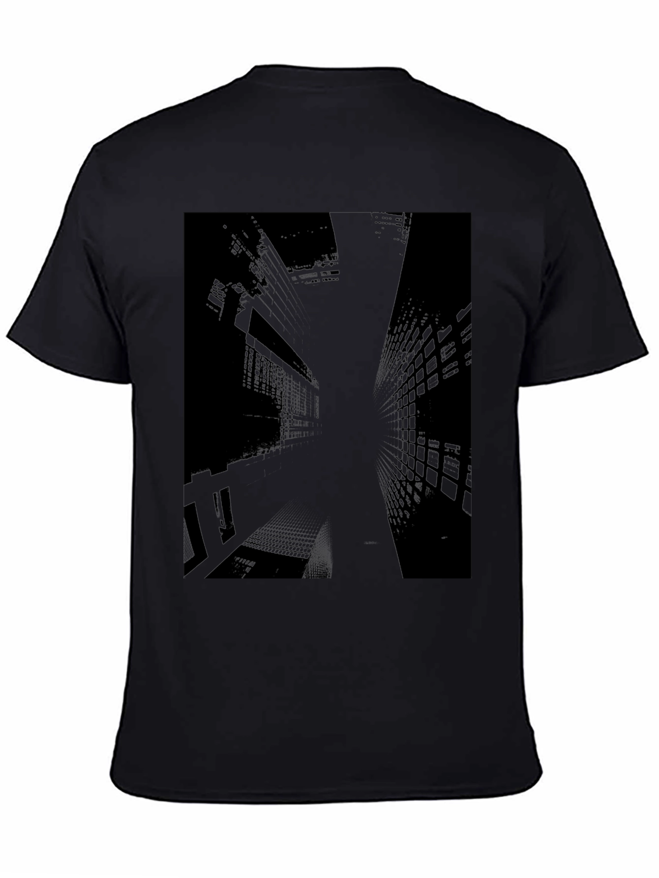 Urban Edge Graphic Tee - Black Cityscape Design
