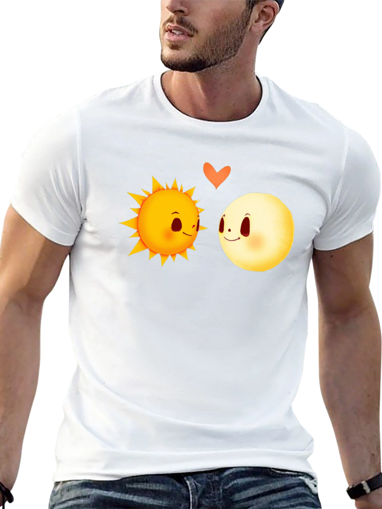 Sun & Moon Love Graphic Tee - Black Cotton