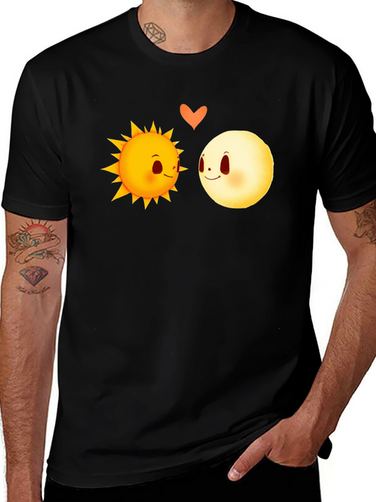Sun & Moon Love Graphic Tee - Black Cotton