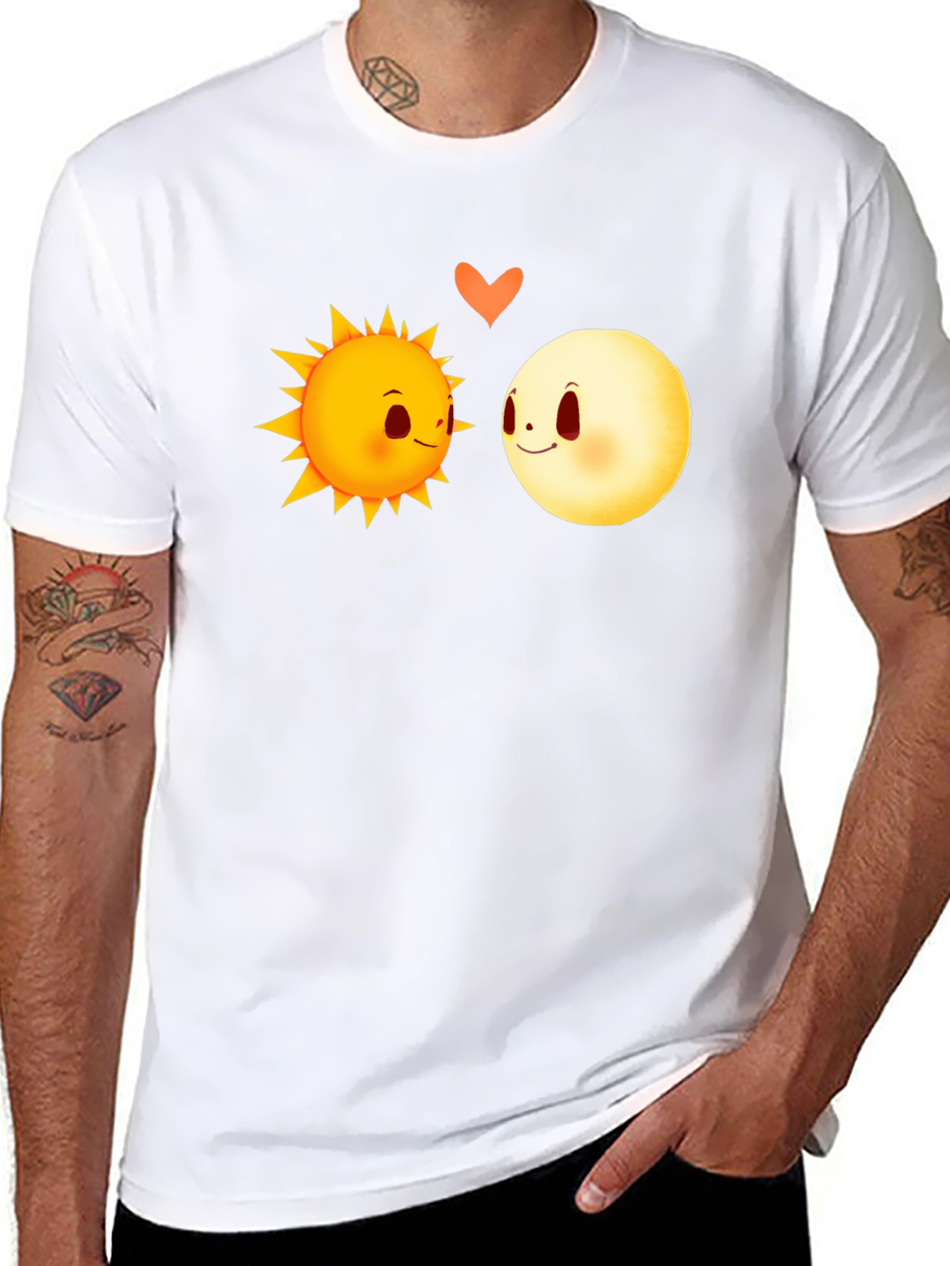 Sun & Moon Love Graphic Tee - Black Cotton