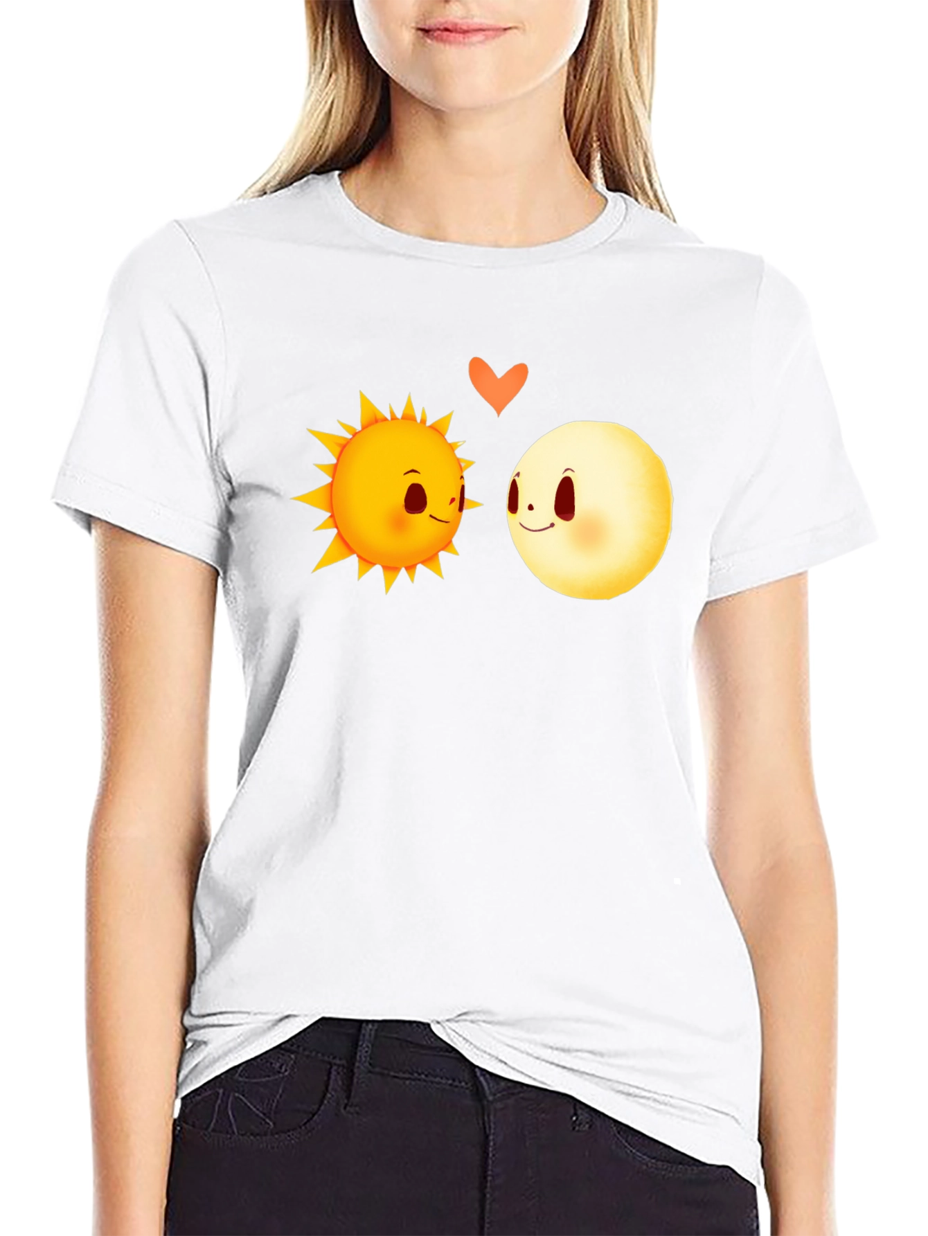 Sun & Moon Love Graphic Tee - Black Cotton