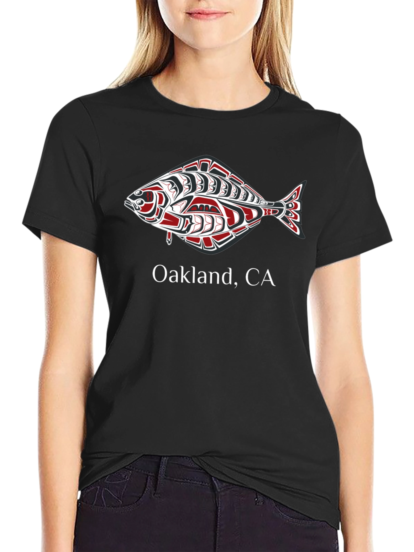 Oakland CA Graphic Tee with Fish Design