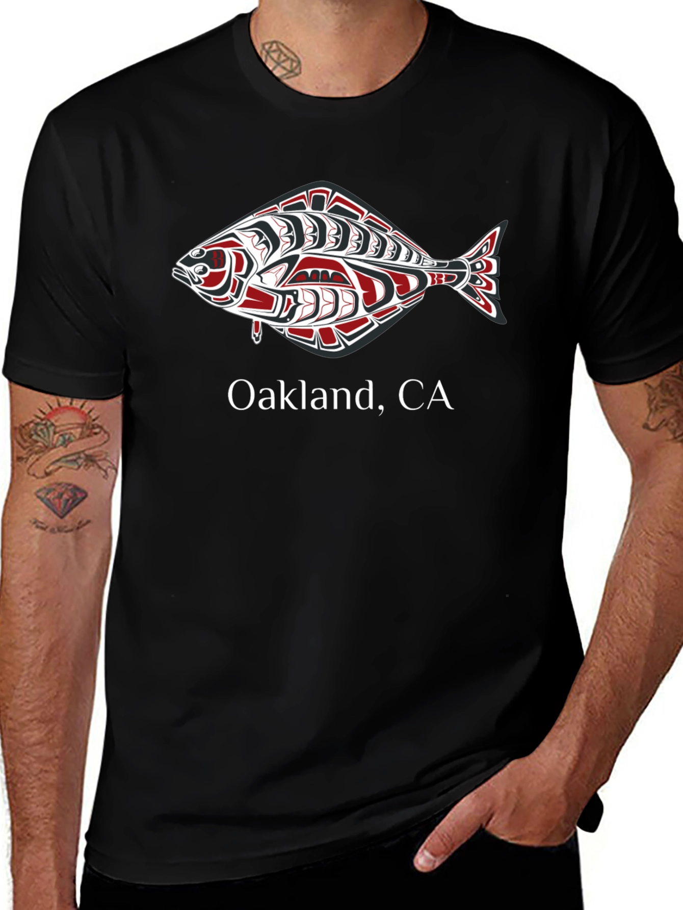 Oakland CA Graphic Tee with Fish Design
