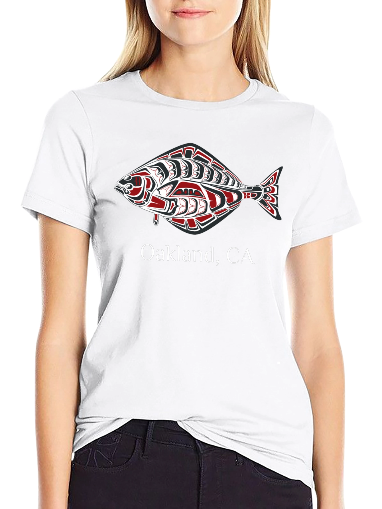 Oakland CA Graphic Tee with Fish Design