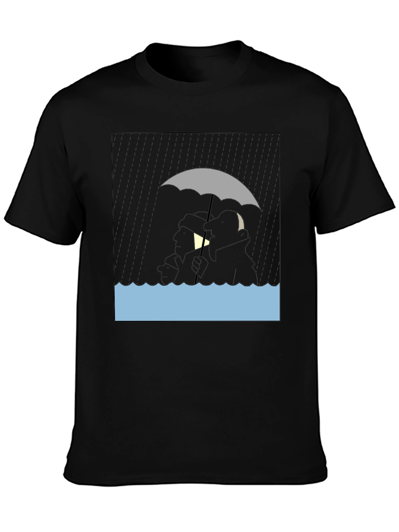 Rainy Day Cartoon T-Shirt - Black