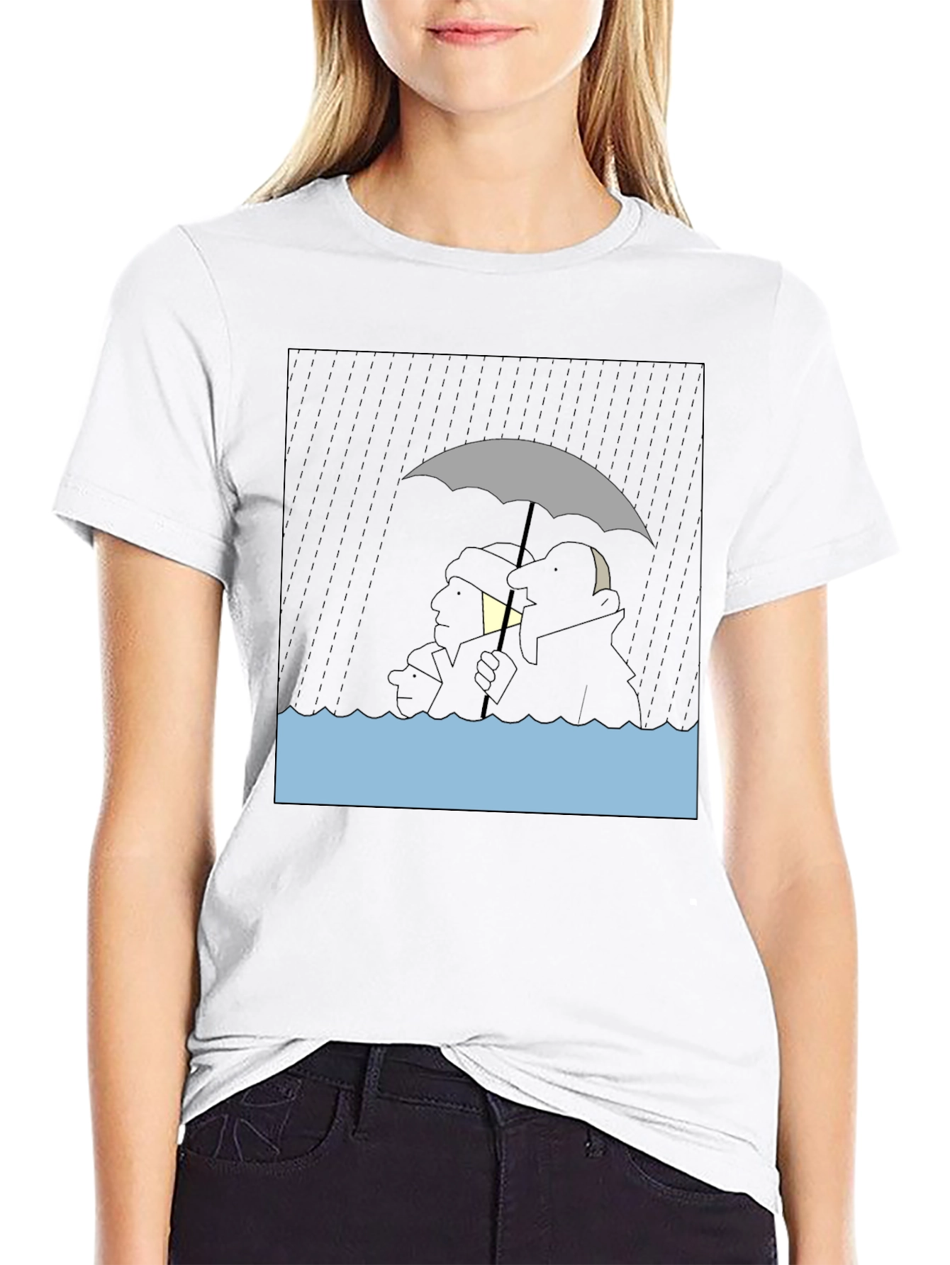 Rainy Day Cartoon T-Shirt - Black