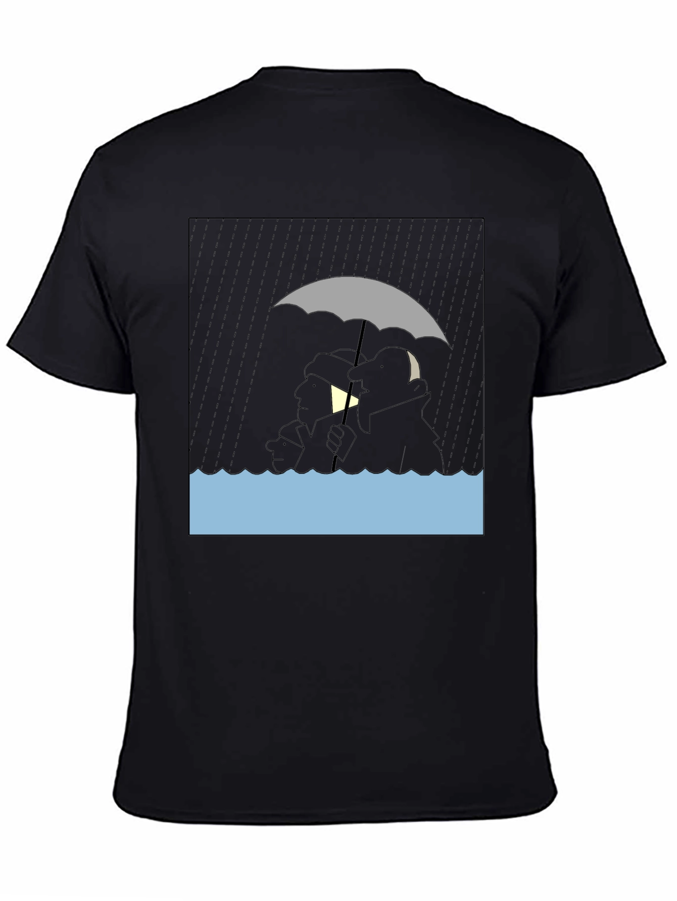 Rainy Day Cartoon T-Shirt - Black