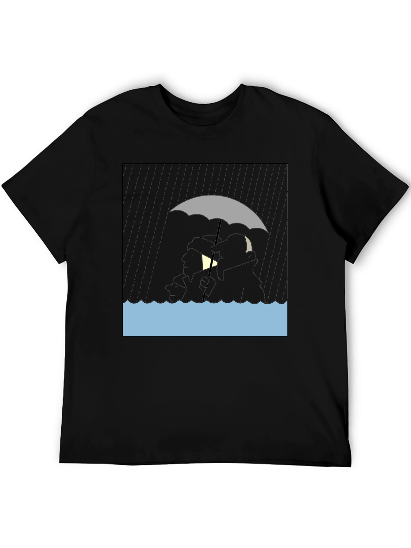 Rainy Day Cartoon T-Shirt - Black