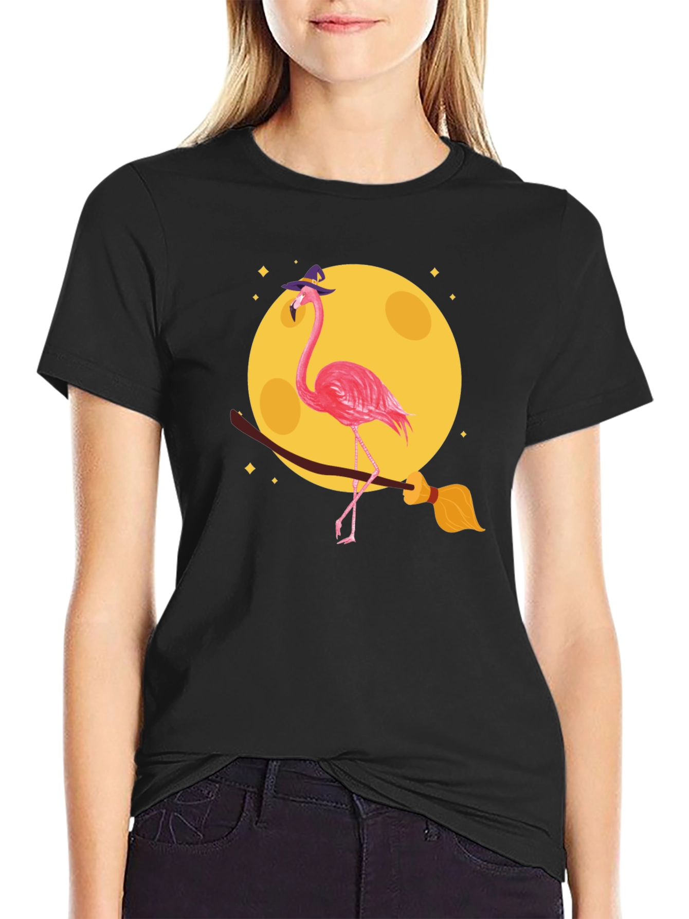 Halloween Flamingo Witch T-Shirt