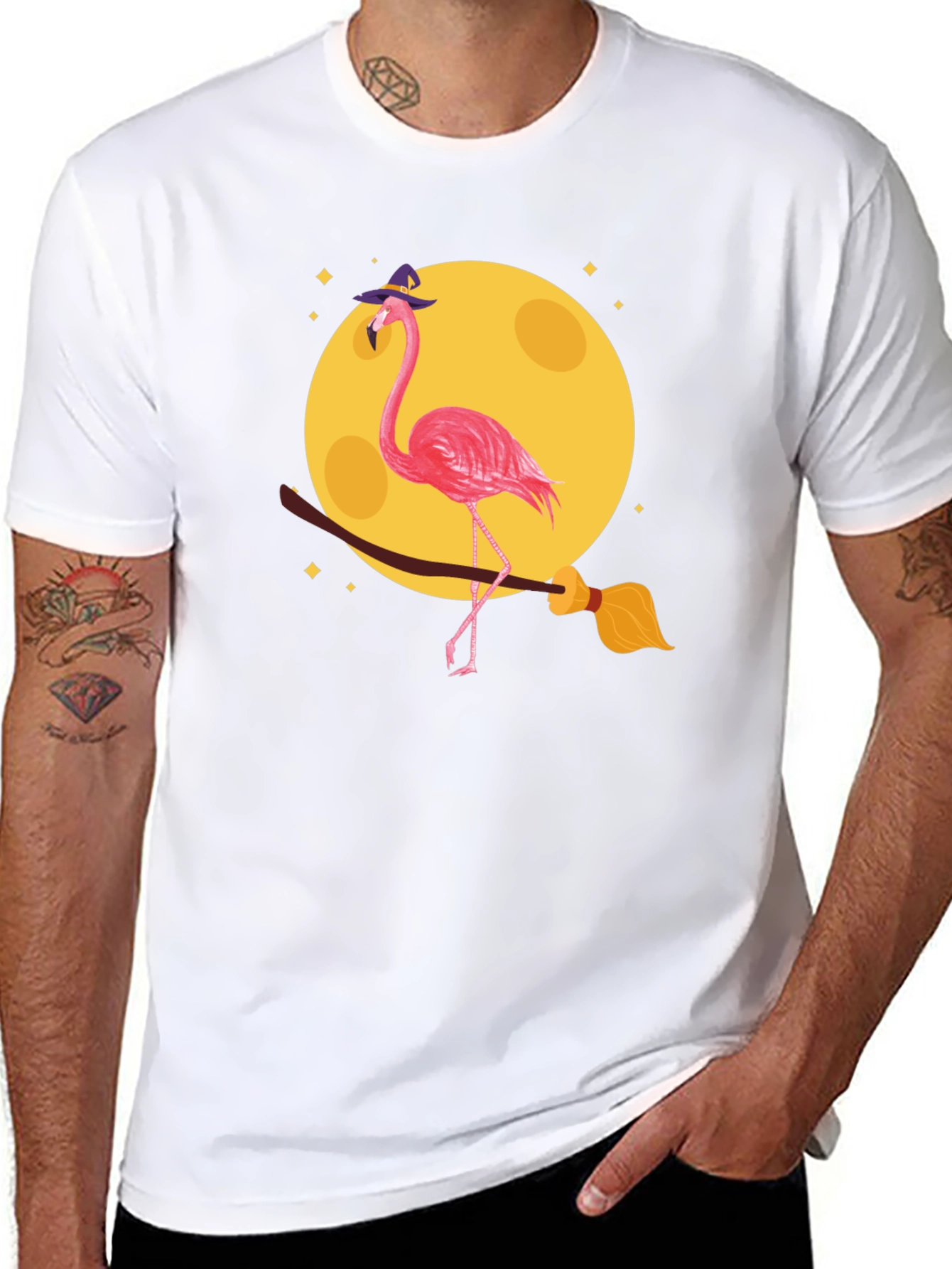 Halloween Flamingo Witch T-Shirt