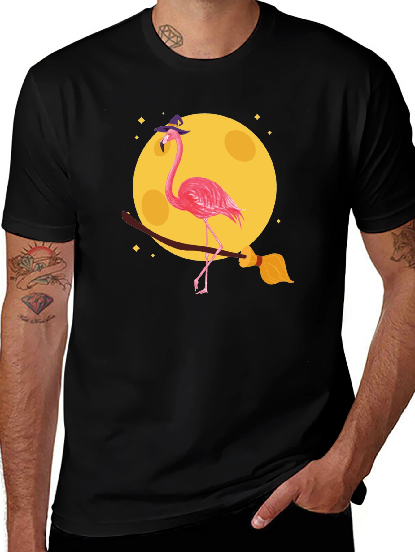 Halloween Flamingo Witch T-Shirt