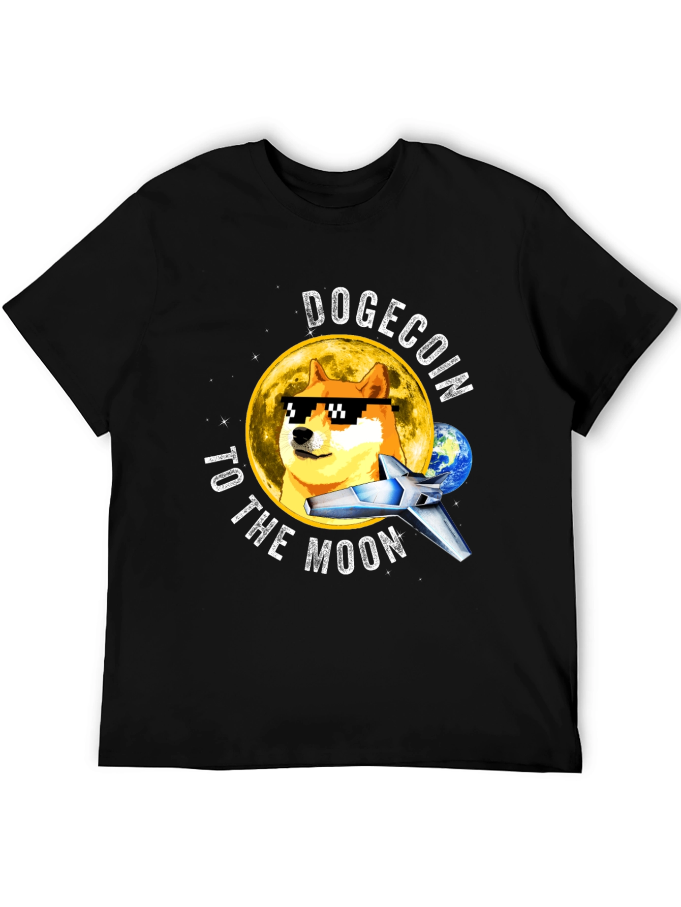 Dogecoin to the Moon Black T-Shirt