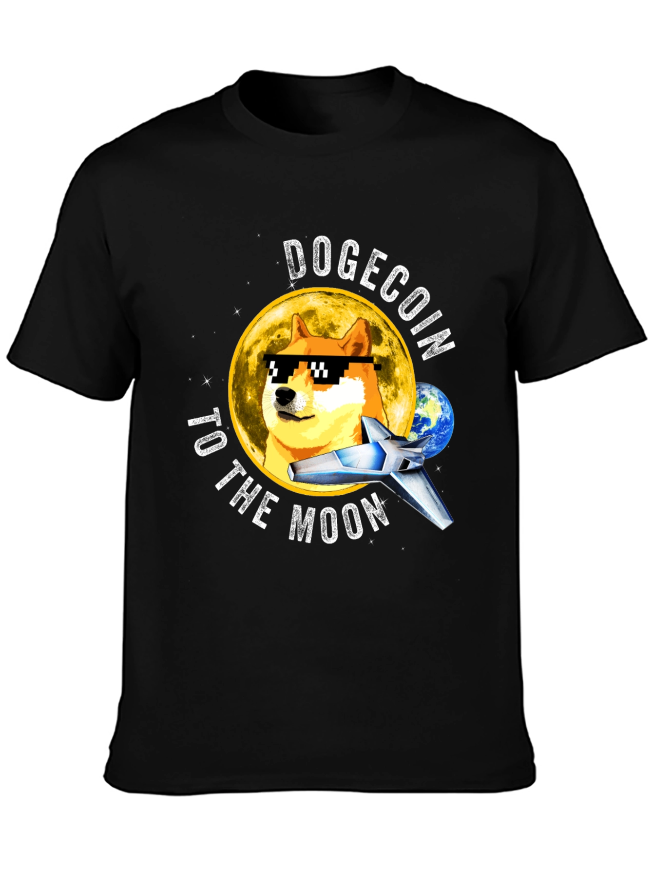 Dogecoin to the Moon Black T-Shirt