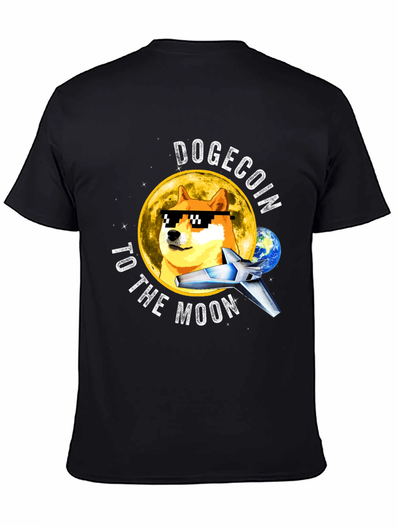 Dogecoin to the Moon Black T-Shirt