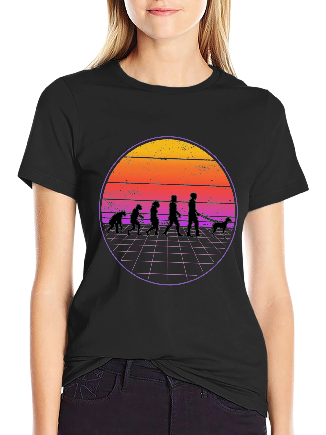 Evolution of Dog Walker Black T-Shirt