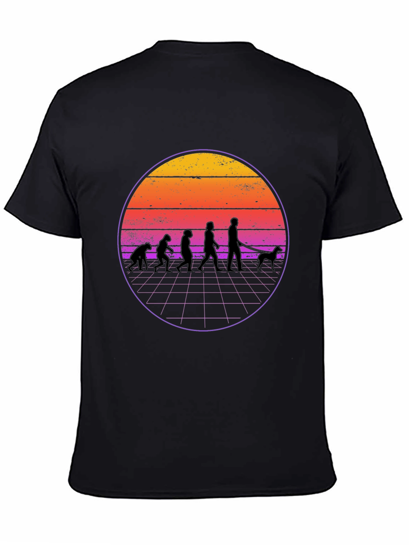 Evolution of Dog Walker Black T-Shirt