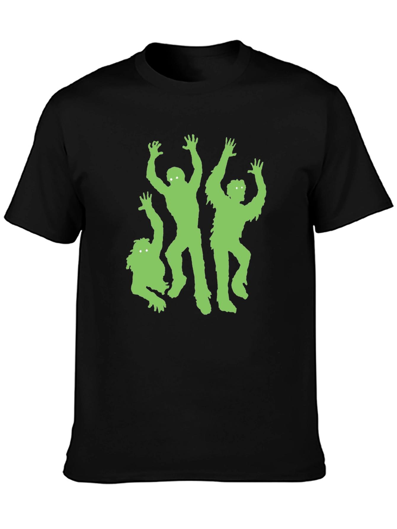 Green Zombie Graphic Black T-Shirt