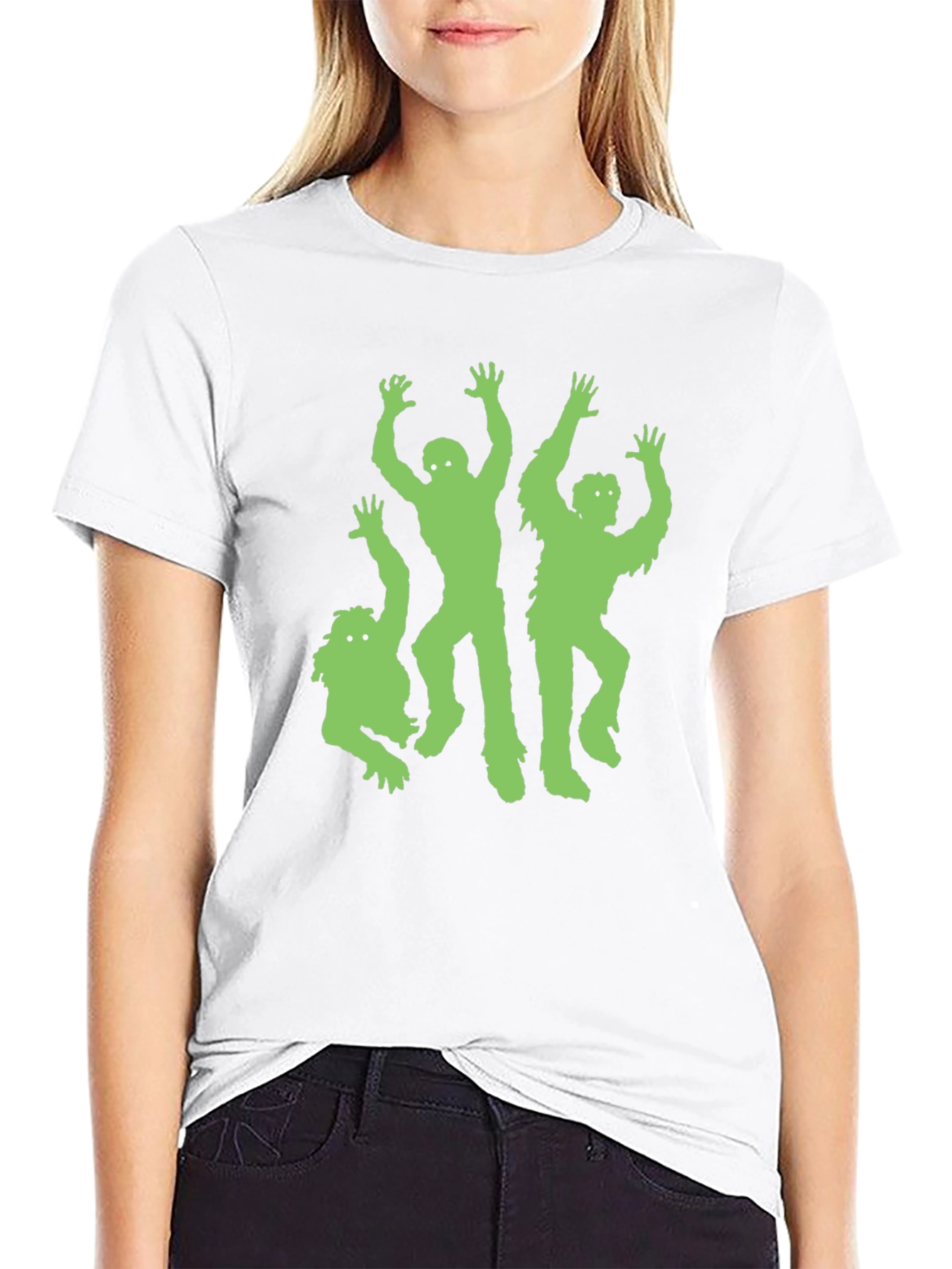 Green Zombie Graphic Black T-Shirt