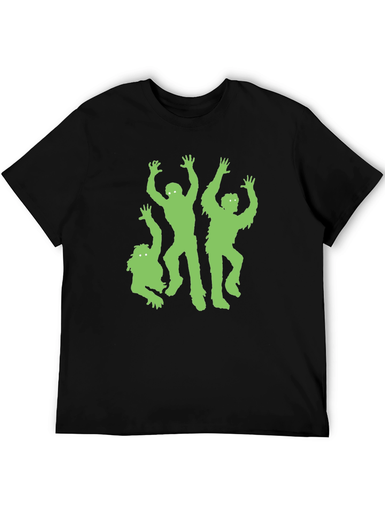 Green Zombie Graphic Black T-Shirt