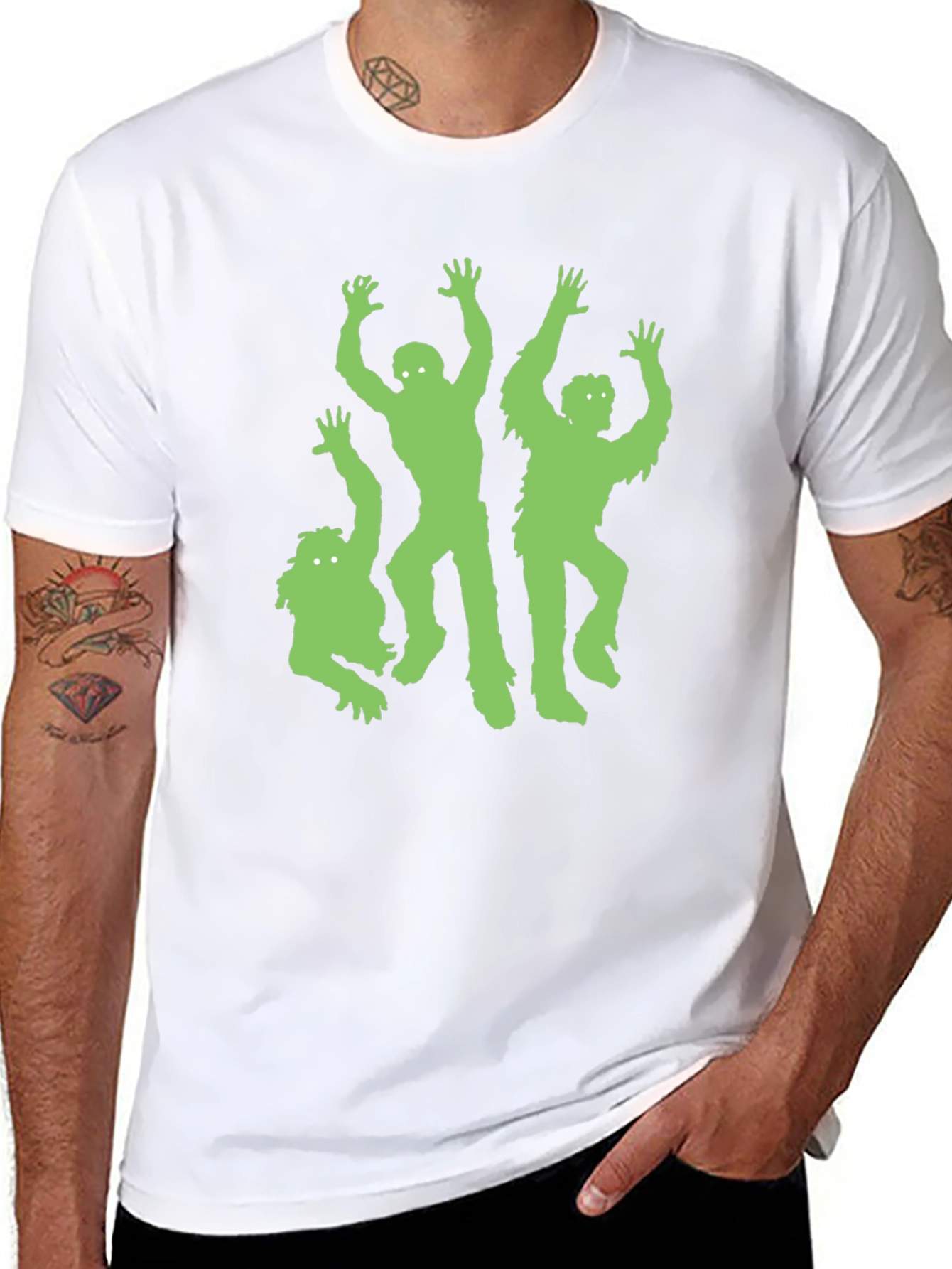Green Zombie Graphic Black T-Shirt