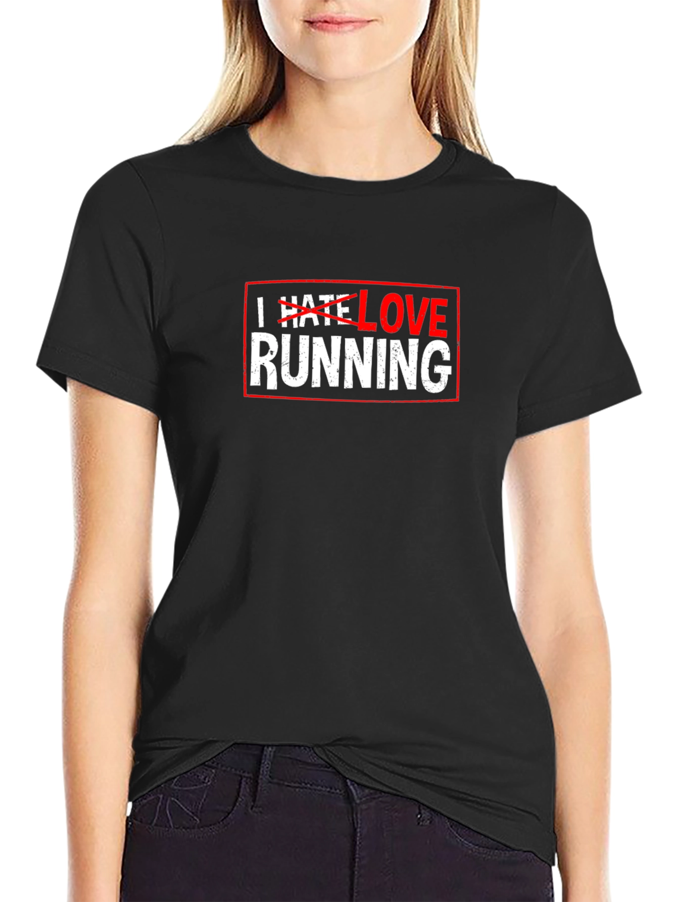 Funny I Hate Love Running Graphic T-Shirt