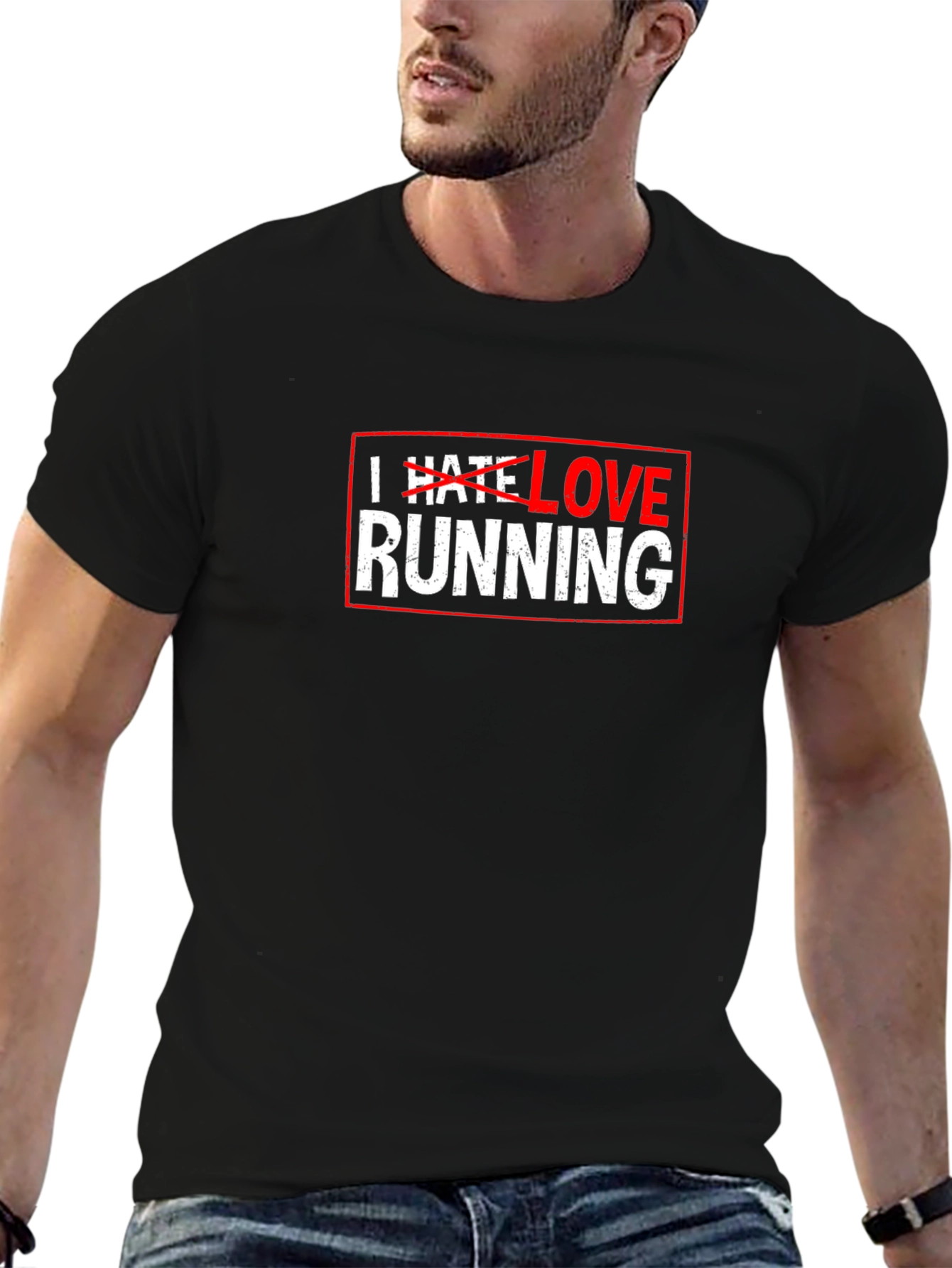 Funny I Hate Love Running Graphic T-Shirt