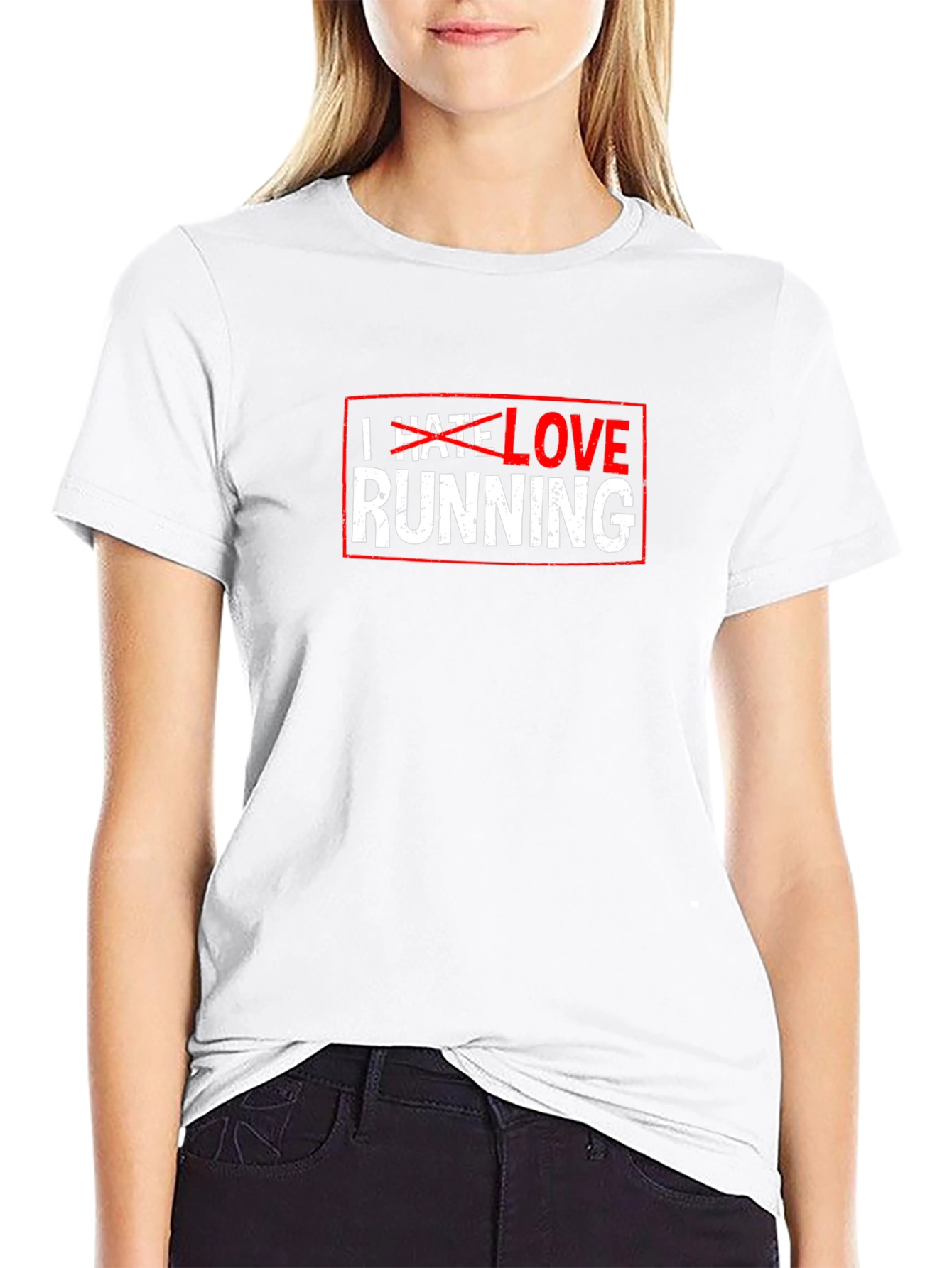 Funny I Hate Love Running Graphic T-Shirt