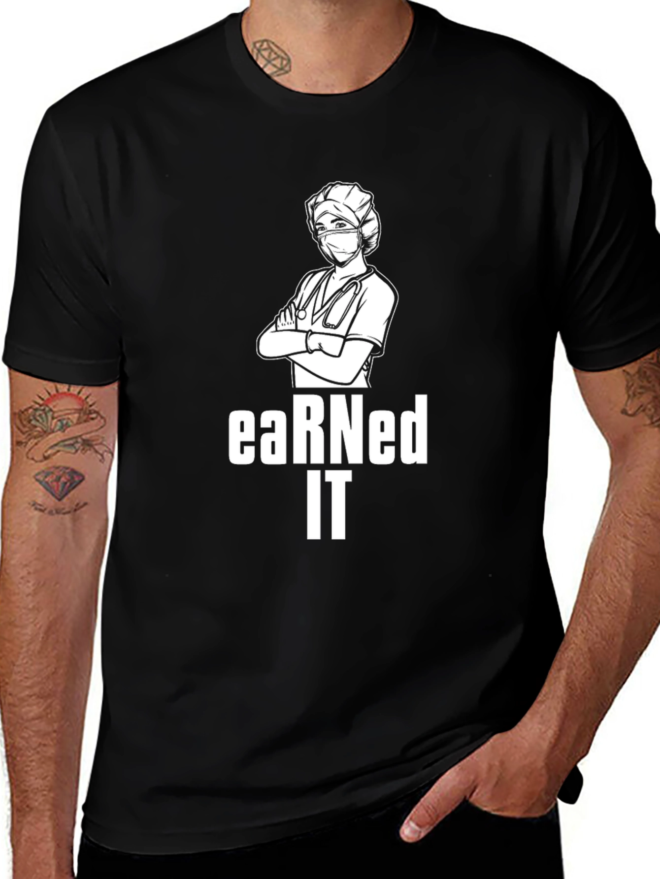 Earned It Nurse Graphic Tee - Black Cotton T-Shirt