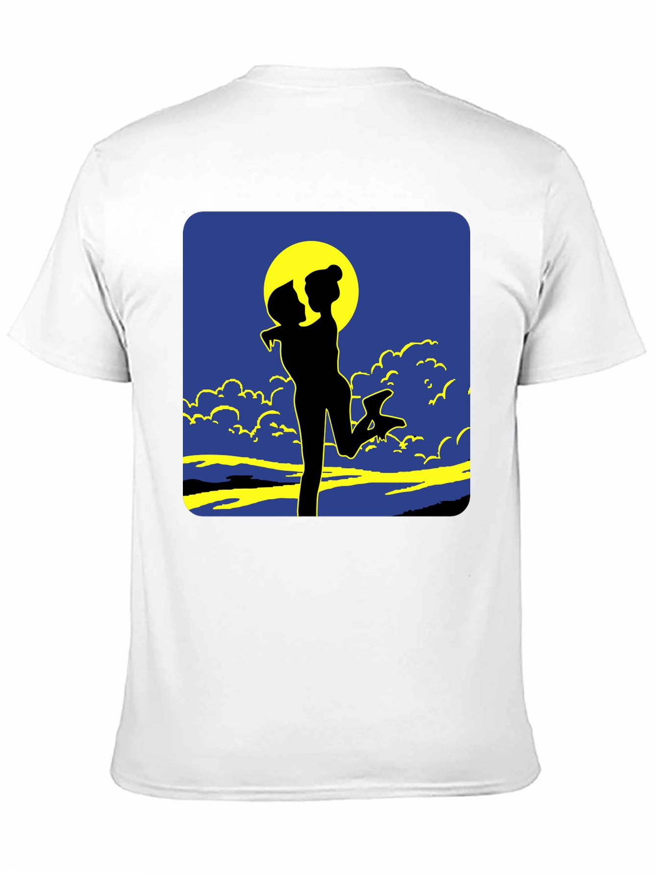 Silhouette Couple Moon Graphic Tee - Black