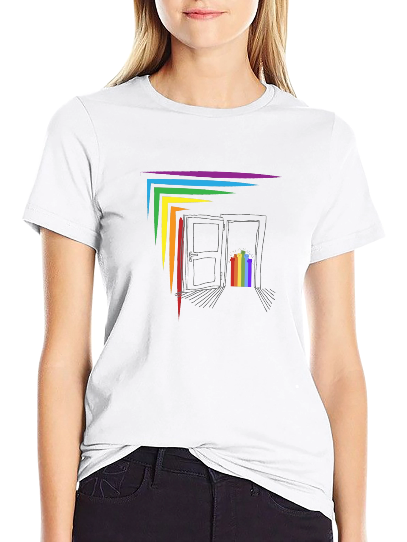 Rainbow Doorway Graphic T-Shirt - Black