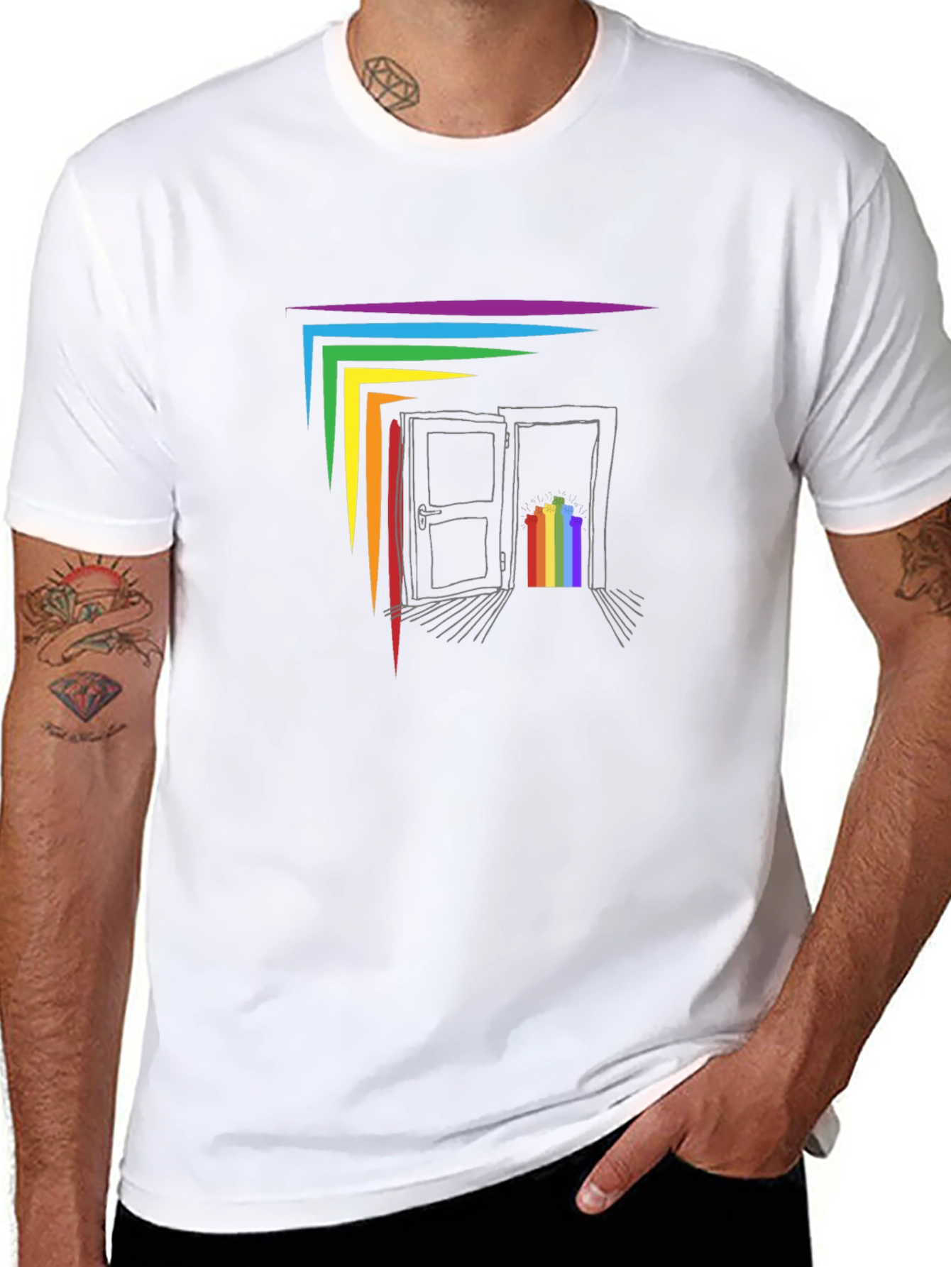 Rainbow Doorway Graphic T-Shirt - Black