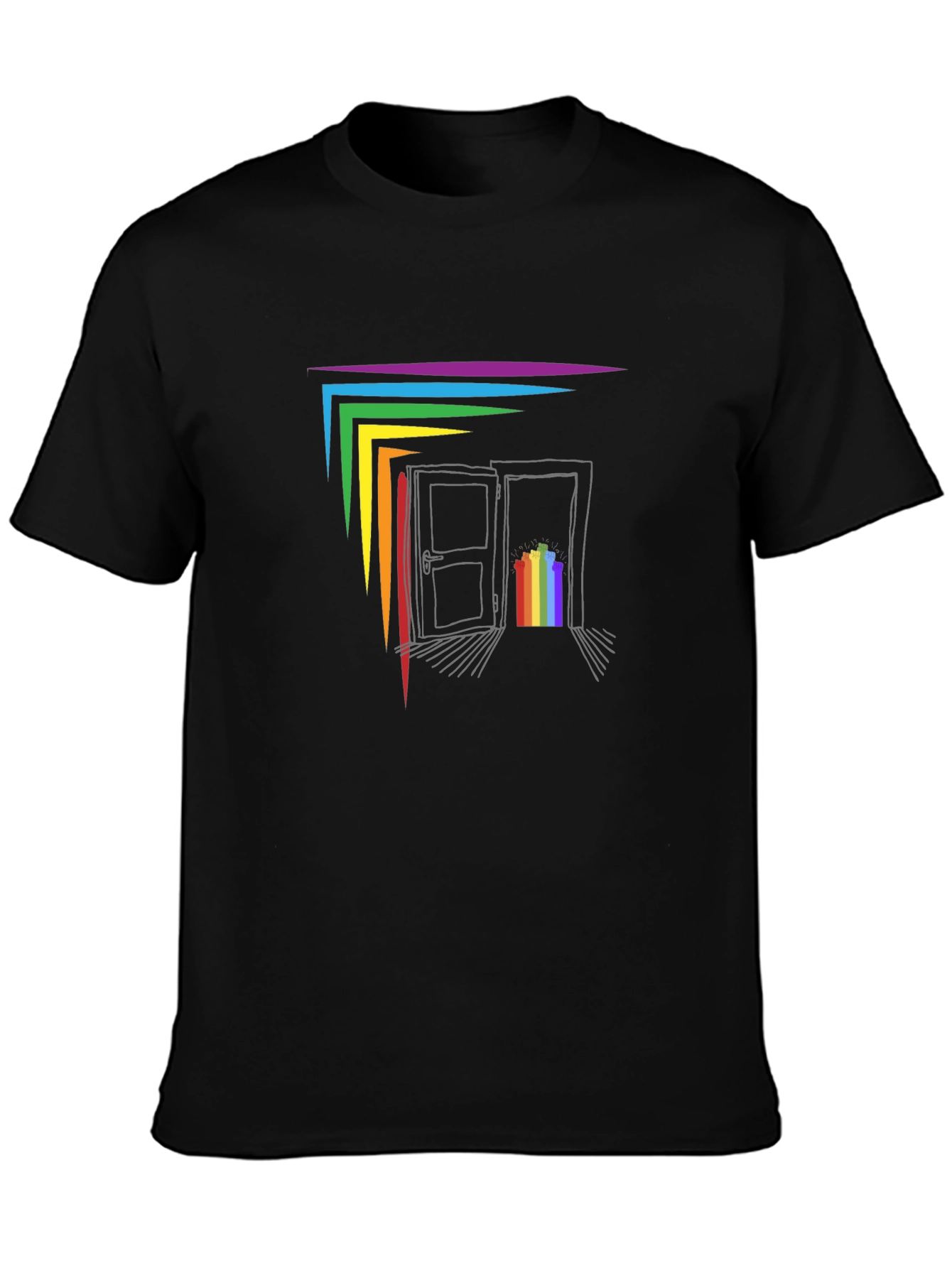 Rainbow Doorway Graphic T-Shirt - Black