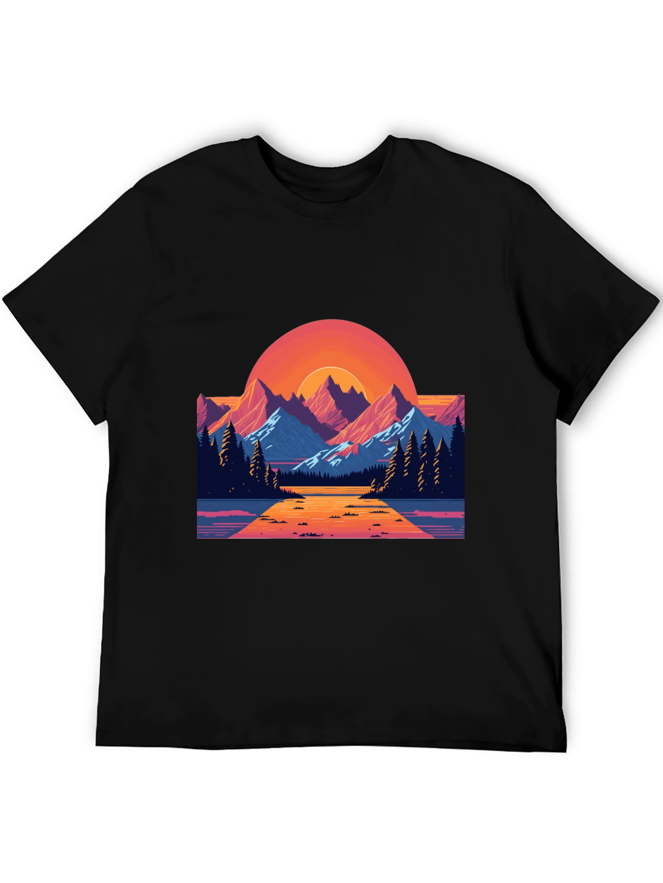 Retro Sunset Mountain Graphic T-Shirt