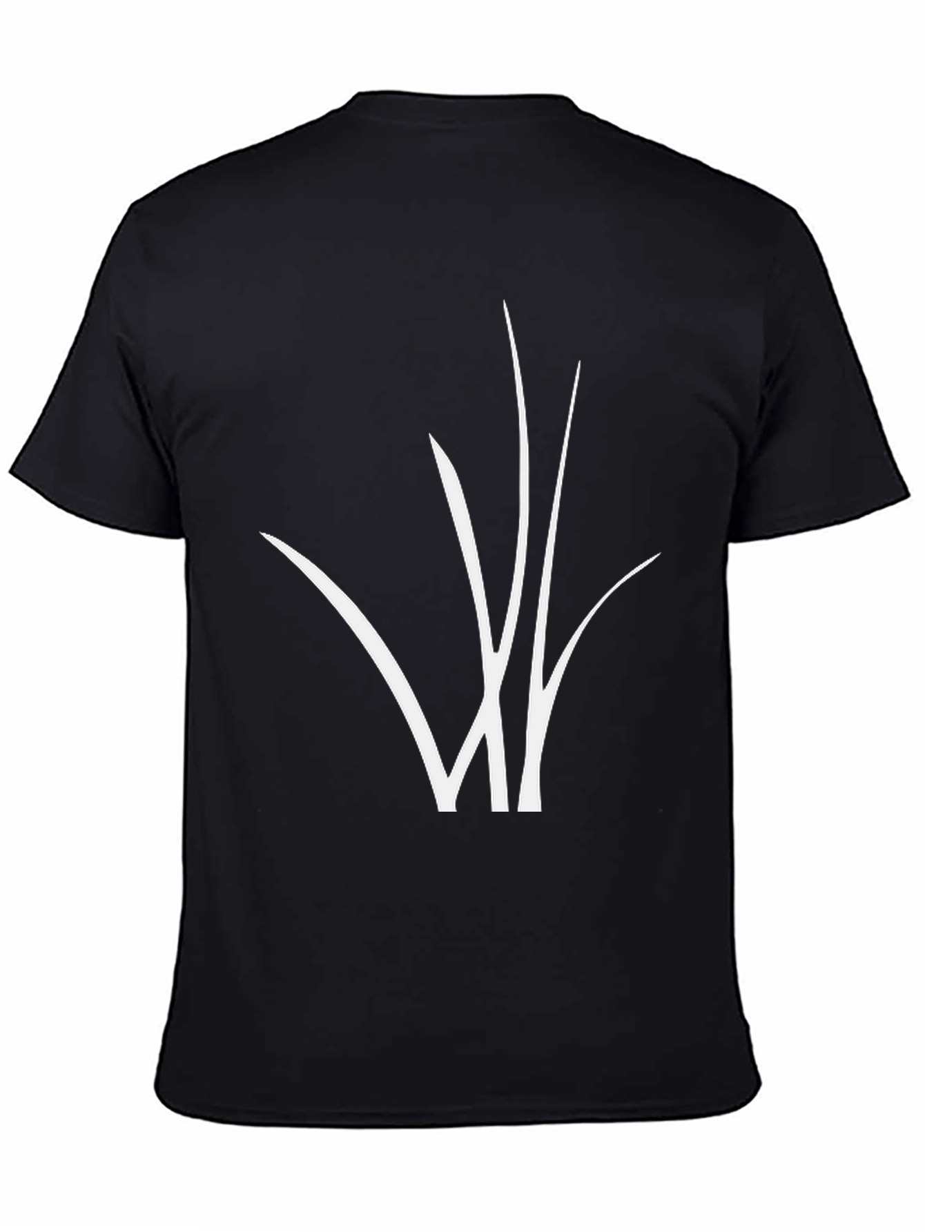 Black T-Shirt with Abstract White Grass Design