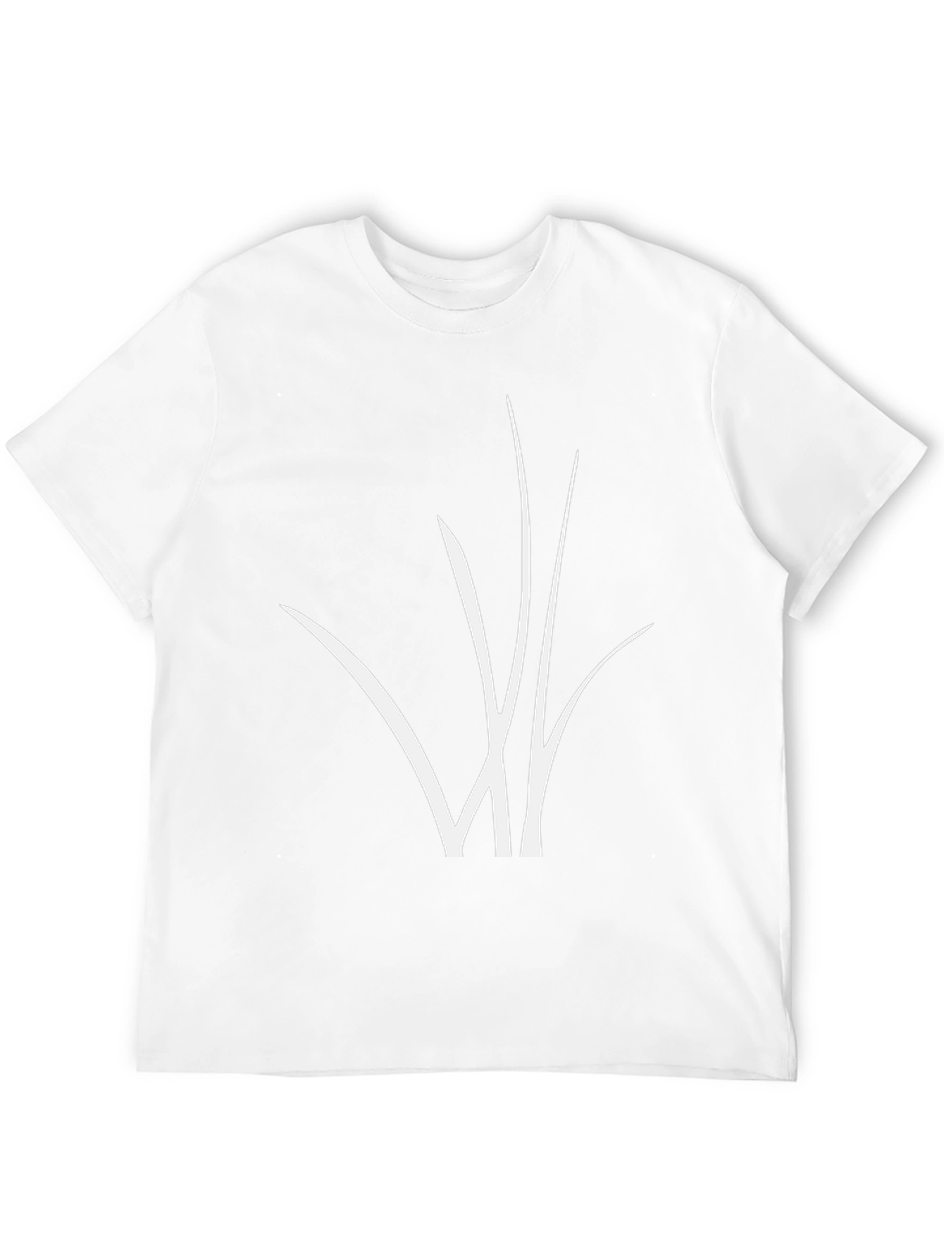 Black T-Shirt with Abstract White Grass Design