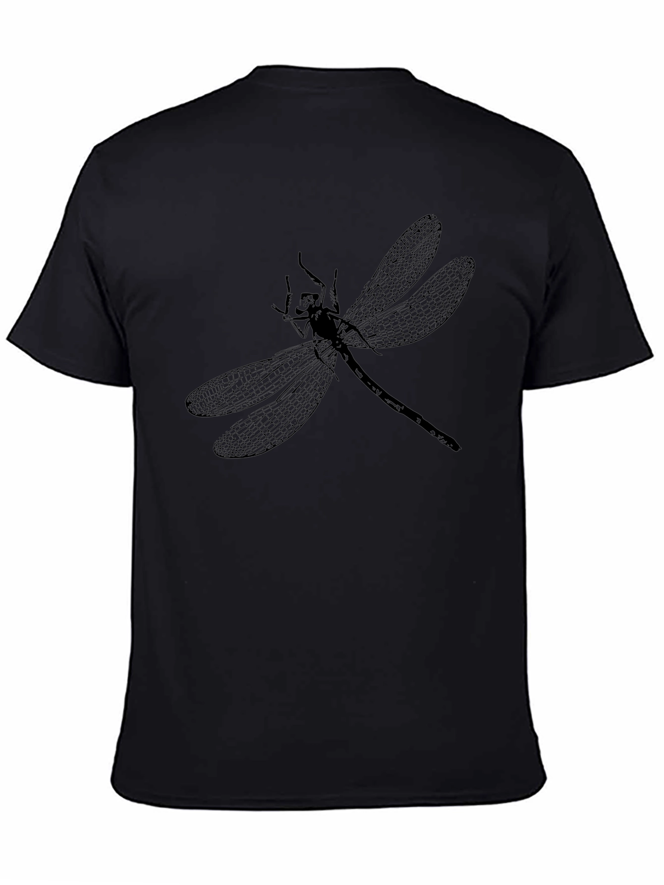 Dragonfly Print Black Cotton Tee