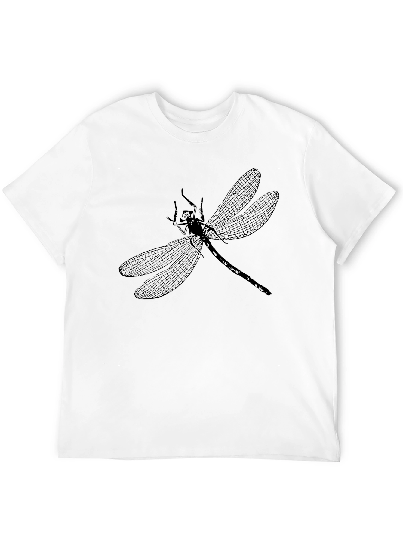 Dragonfly Print Black Cotton Tee