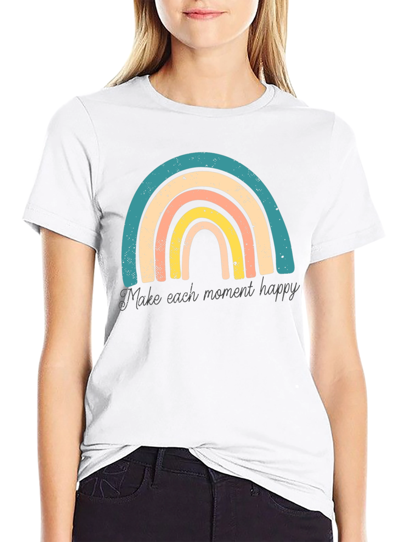 Retro Rainbow Tee - Make Each Moment Happy