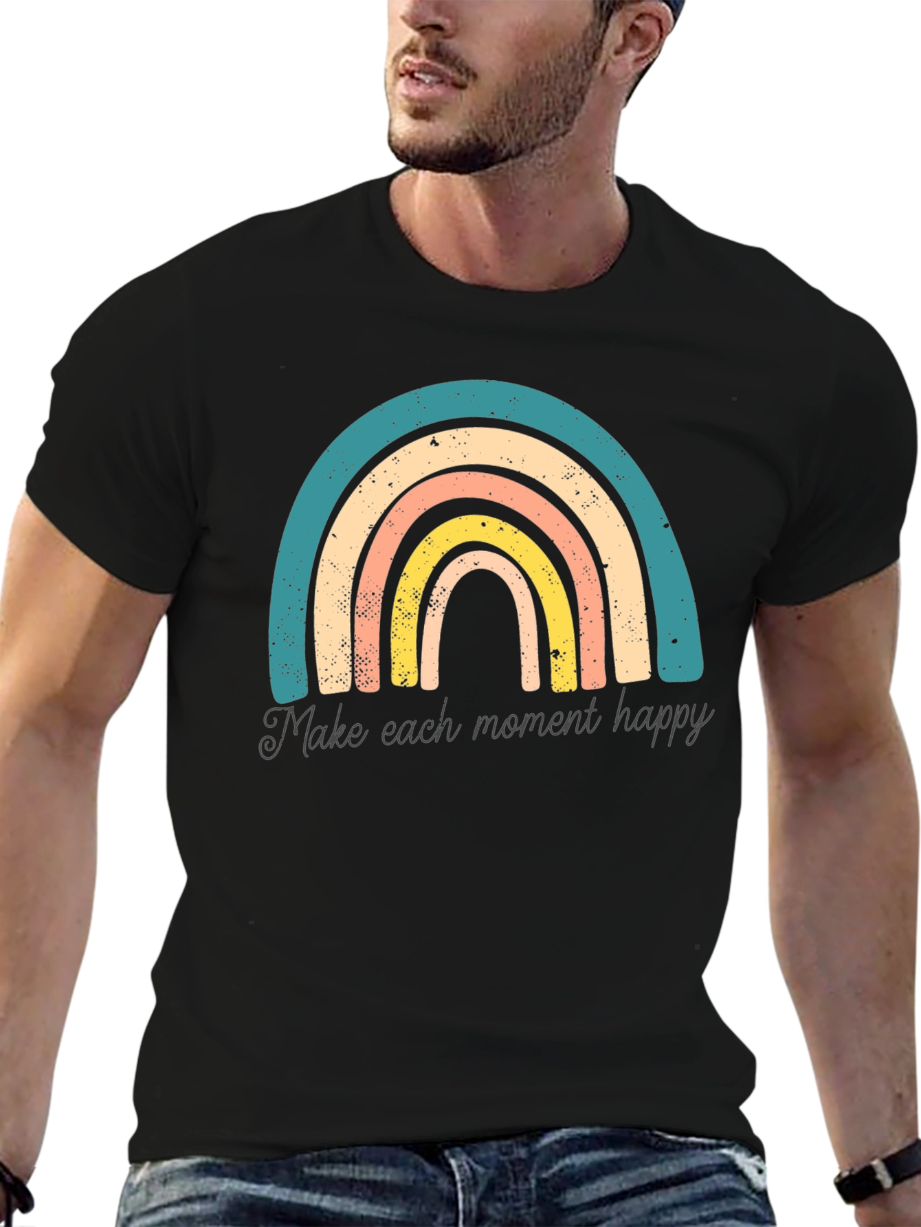 Retro Rainbow Tee - Make Each Moment Happy